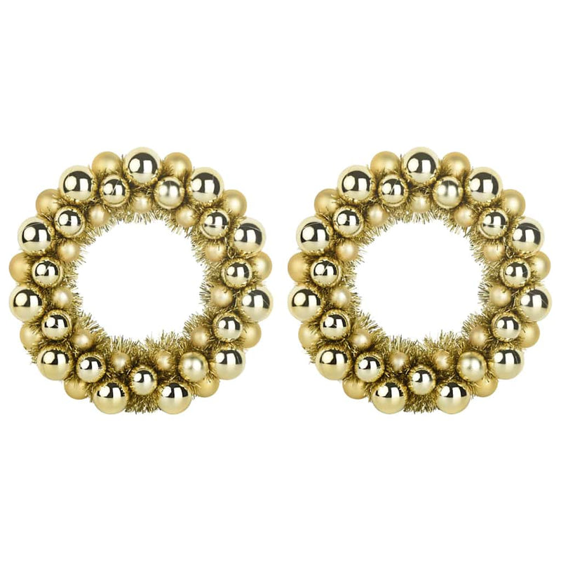Afbeelding laden in galerijviewer, Vidaxl kerstbal kransen 2 pcs goud 33 x 33 x 7 cm polystyreen