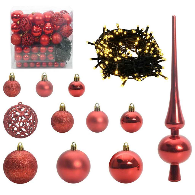 Afbeelding laden in galerijviewer, Vidaxl kerstbal set met 300 led 120 pcs rood kunststof