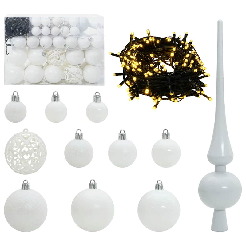 Afbeelding laden in galerijviewer, Vidaxl kerstbal set met 150 led 61 pcs wit kunststof