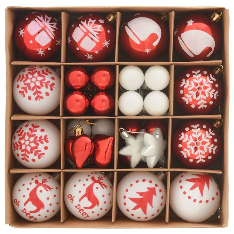Afbeelding laden in galerijviewer, Vidaxl kerstbal set 40 pcs rood en wit kunststof