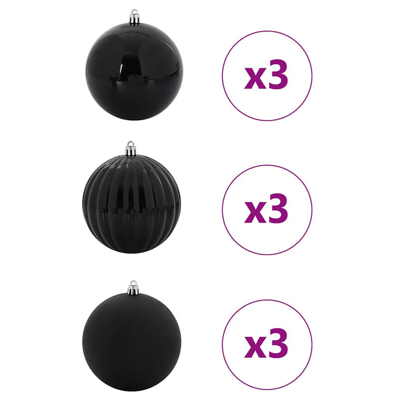 Afbeelding laden in galerijviewer, Vidaxl kerstbal set xl 9 pcs zwart kunststof