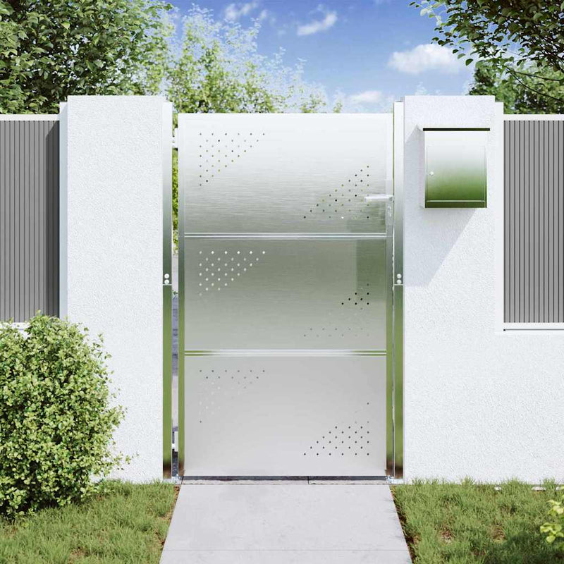 Afbeelding laden in galerijviewer, Vidaxl tuinpoort met slot zilver 100 x 150 cm roestvrij staal
