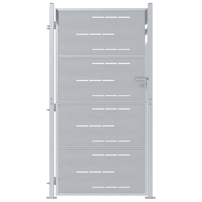 Afbeelding laden in galerijviewer, Vidaxl tuinpoort met slot zilver 96 x 180 cm roestvrij staal