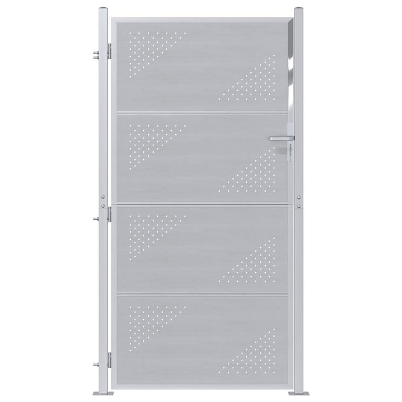Afbeelding laden in galerijviewer, Vidaxl tuinpoort met slot zilver 96 x 200 cm roestvrij staal