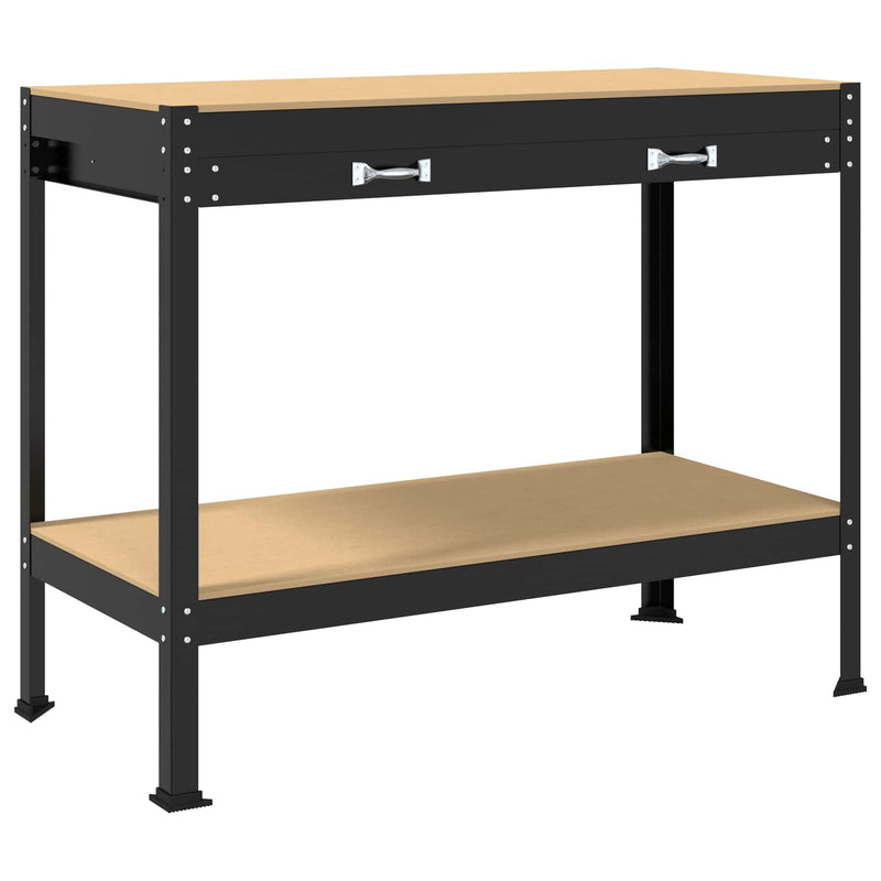 Afbeelding laden in galerijviewer, Vidaxl werkbanken met lade zwart 114 x 54 x 91 cm bewerkt hout