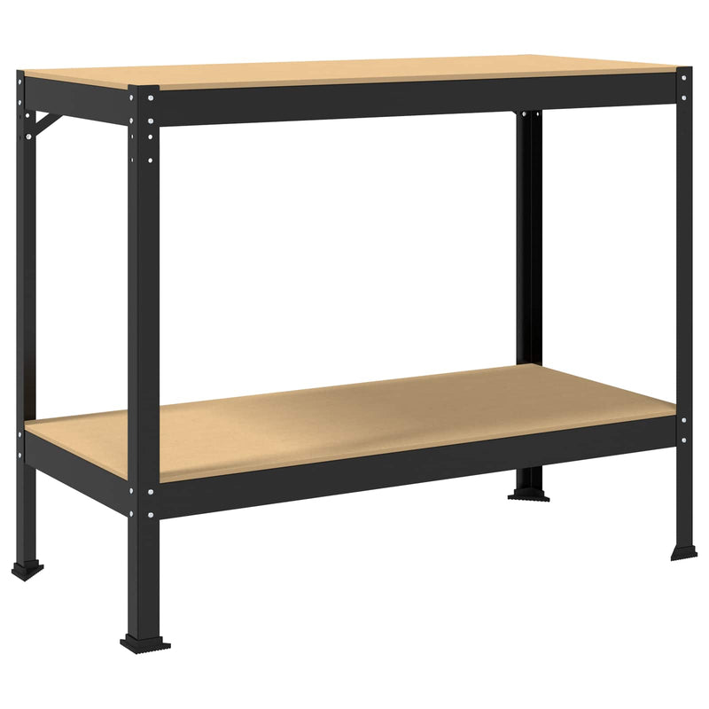 Afbeelding laden in galerijviewer, Vidaxl werkbanken met plank zwart 115 x 55 x 91 cm bewerkt hout