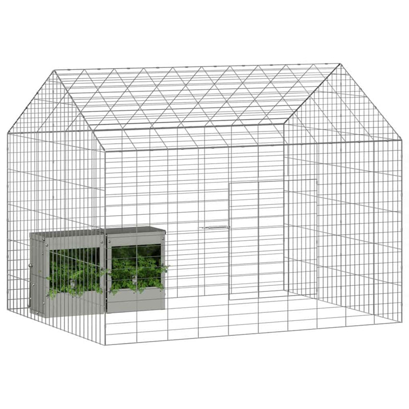 Afbeelding laden in galerijviewer, Vidaxl konijnenkooi zilver 400 x 78 x 78 cm gegalvaniseerd staal