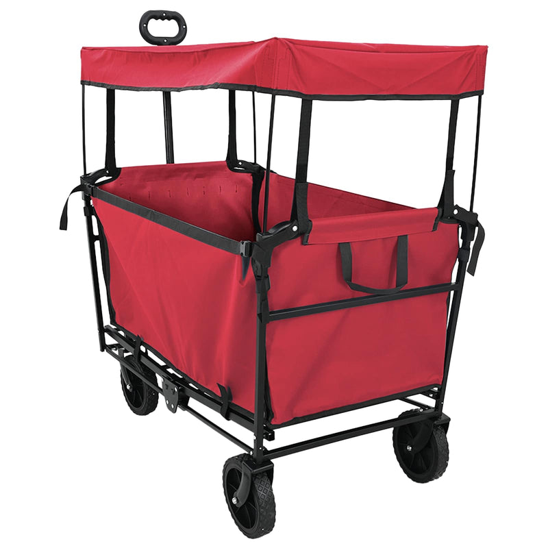 Afbeelding laden in galerijviewer, Vidaxl vouwbare handtrolley rood 105 x 56.5 x 116 cm oxford stof