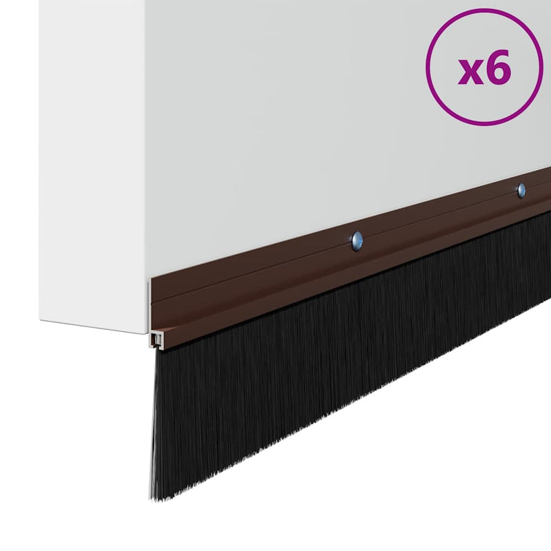 Afbeelding laden in galerijviewer, Vidaxl schroefbare deurborstelafsluitingen 6 pcs bruin 100 cm