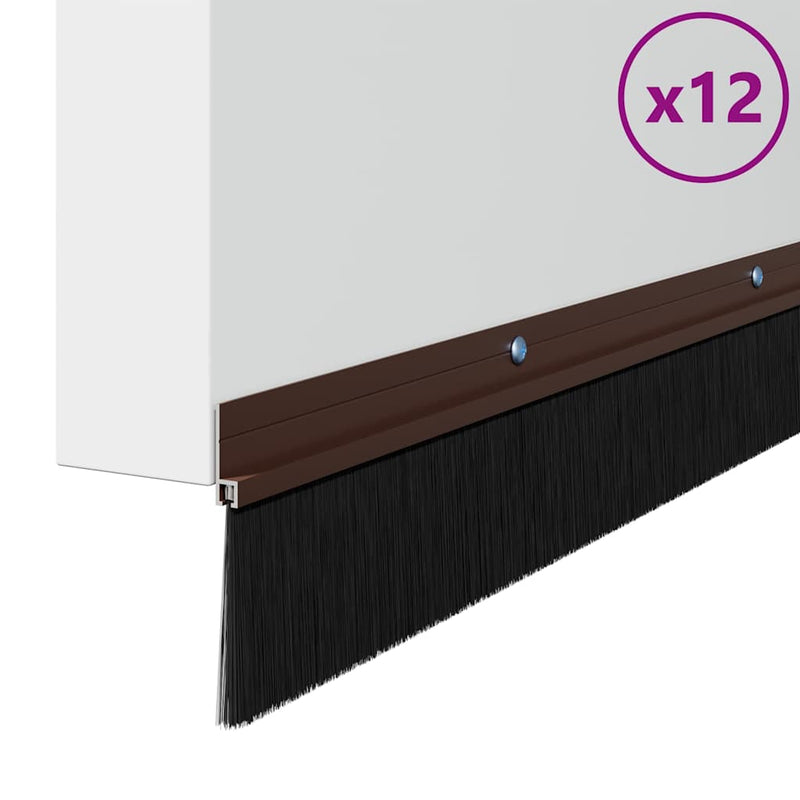 Afbeelding laden in galerijviewer, Vidaxl schroefbare deurborstelafsluitingen 12 pcs bruin 100 cm