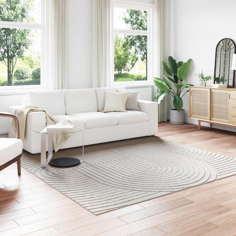 Afbeelding laden in galerijviewer, Vidaxl binnen- en buitentapijt palmeras crème 240 x 240 cm polyester
