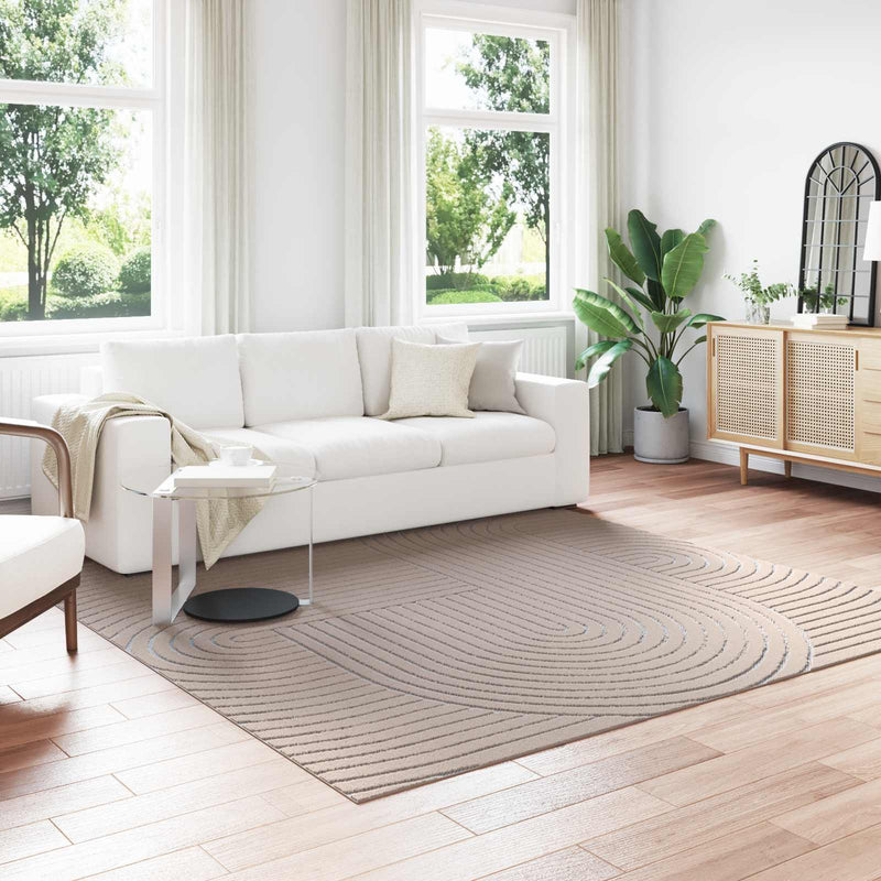 Afbeelding laden in galerijviewer, Vidaxl binnen- en buitentapijt palmeras beige 240 x 240 cm polyester