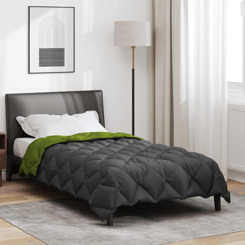 Afbeelding laden in galerijviewer, Vidaxl winter dekbed groen en antraciet 220 x 140 cm microfiber
