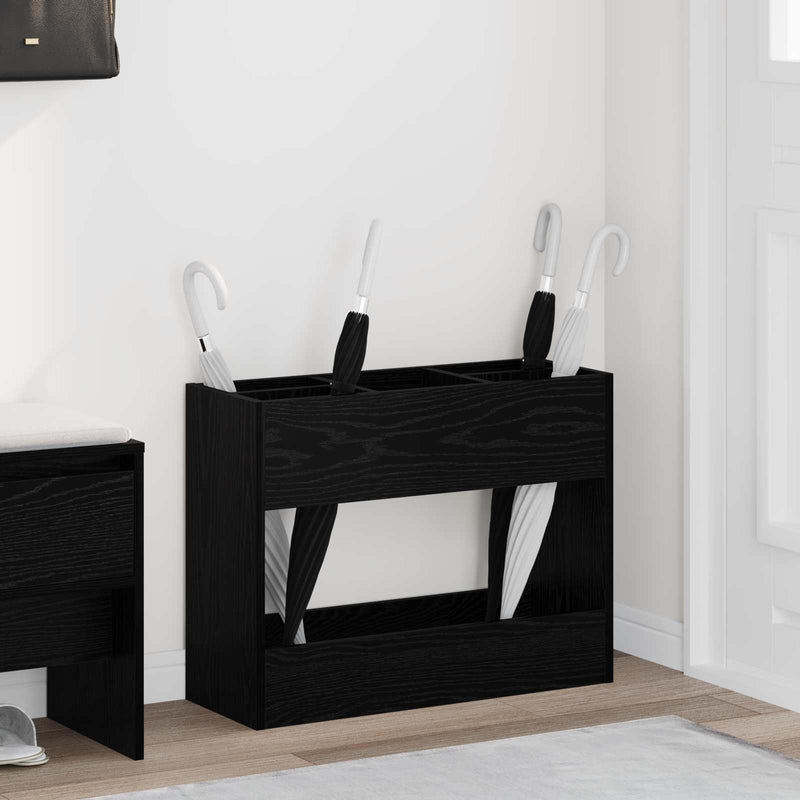 Afbeelding laden in galerijviewer, Vidaxl paraplu standaard zwart eiken 65 x 24 x 50 cm bewerkt hout