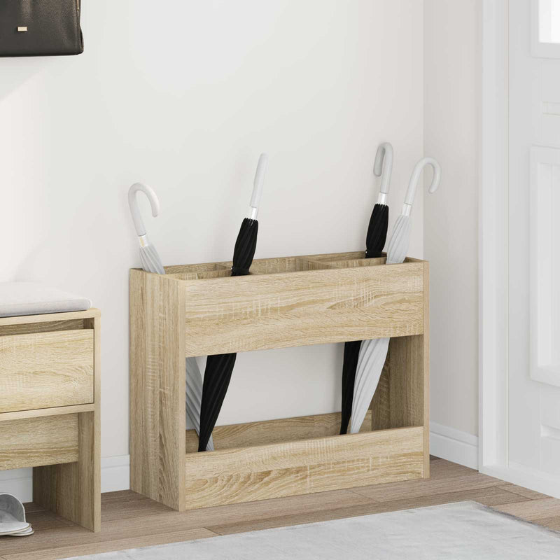 Afbeelding laden in galerijviewer, Vidaxl paraplu standaard sonoma eiken 65 x 24 x 50 cm bewerkt hout