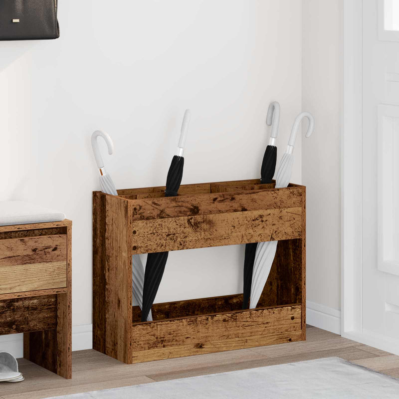 Afbeelding laden in galerijviewer, Vidaxl paraplu standaard oudhout 65 x 24 x 50 cm bewerkt hout