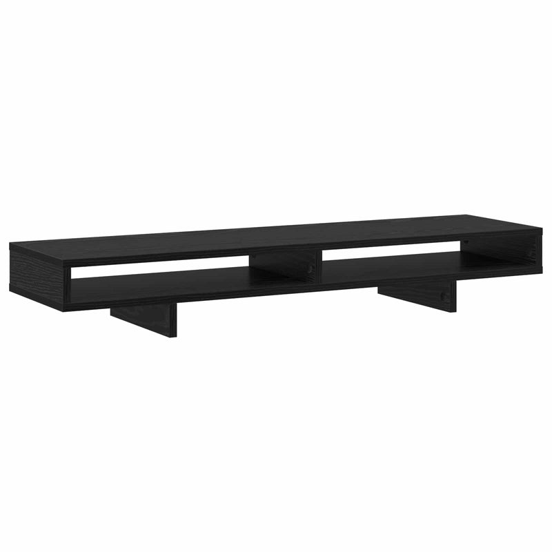 Afbeelding laden in galerijviewer, Vidaxl monitor stand met plank zwart 100 x 27 x 15 cm bewerkt hout