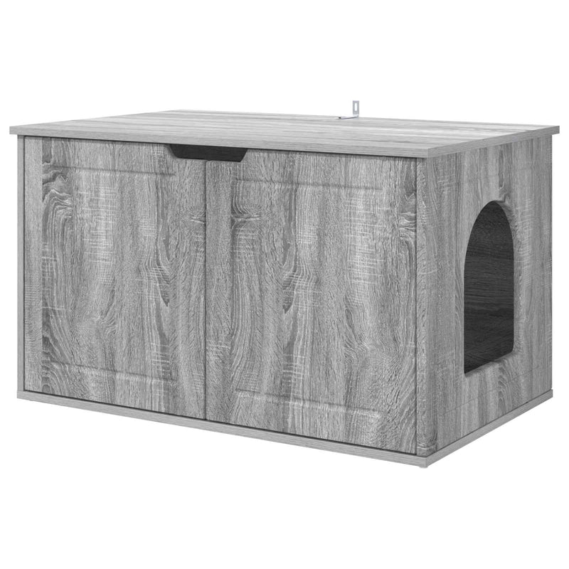 Afbeelding laden in galerijviewer, Vidaxl kattenhuis grijs sonoma 85 x 55 x 50,5 cm bewerkt hout