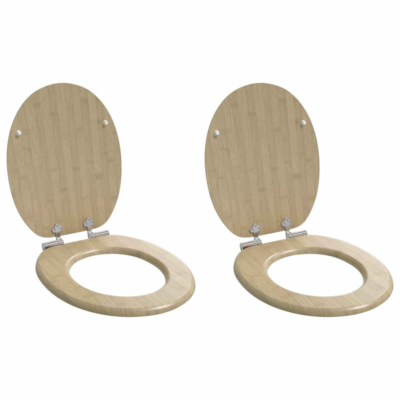 Afbeelding laden in galerijviewer, Vidaxl zachte sluit toiletbril 2 pcs lichte bamboekleur 44 x 38 cm