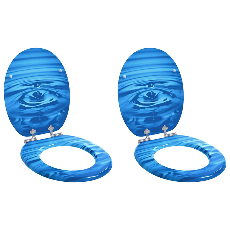 Afbeelding laden in galerijviewer, Vidaxl zachte sluit toiletbril 2 pcs blauwe druppel 44 x 38 cm