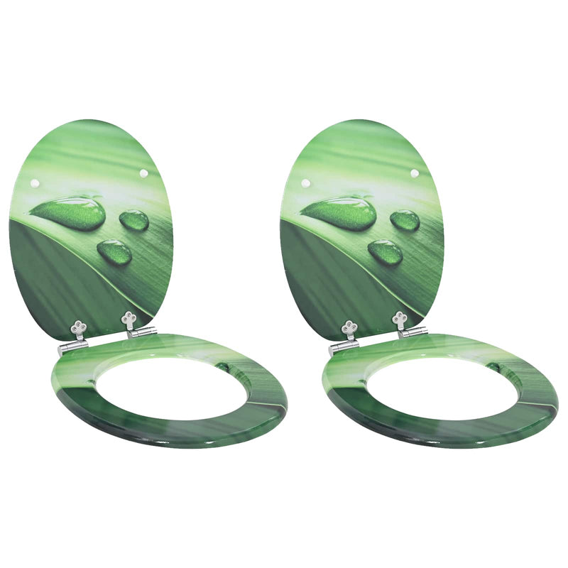 Afbeelding laden in galerijviewer, Vidaxl zachte sluit toiletbril 2 pcs groene druppel 44 x 38 cm