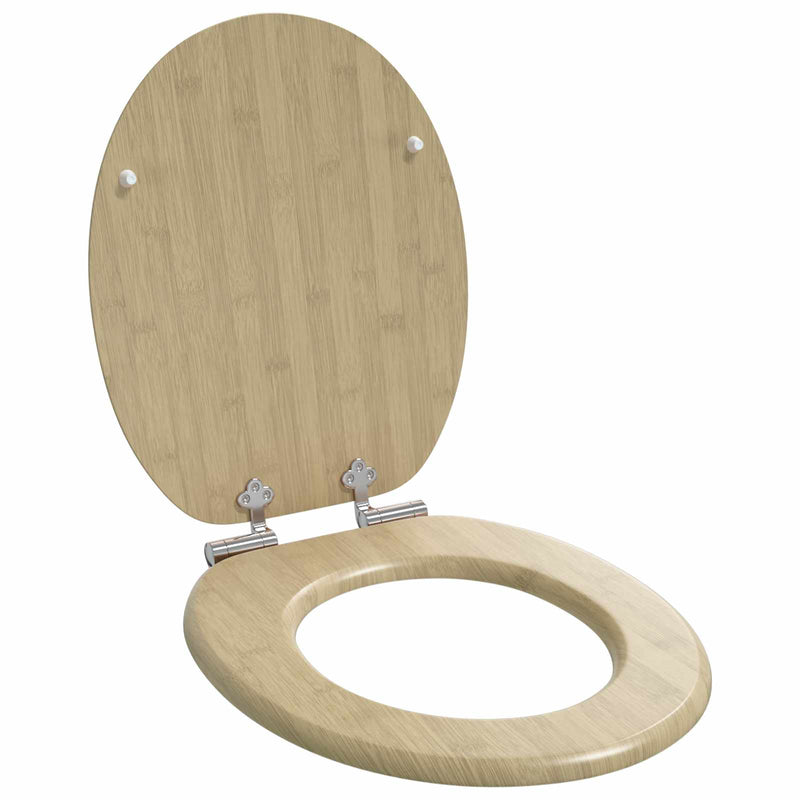 Afbeelding laden in galerijviewer, Vidaxl zachte sluit toiletbril lichte bamboekleur 44 x 38 cm mdf-plaat