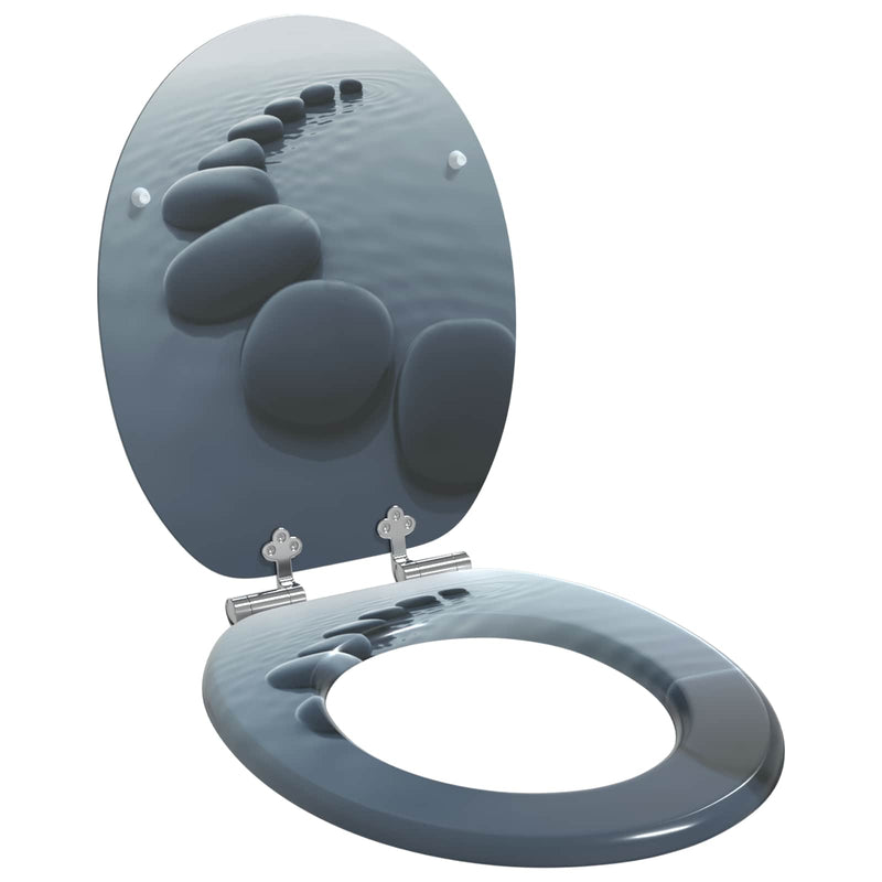 Afbeelding laden in galerijviewer, Vidaxl zachte sluit toiletbril grijs 44 x 38 cm mdf-plaat
