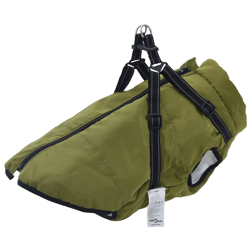 Afbeelding laden in galerijviewer, Vidaxl hondenjas met harnas legergroen 5xl fleece en polyester