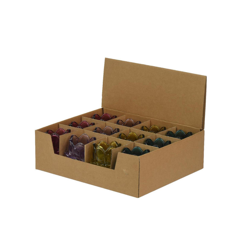 Afbeelding laden in galerijviewer, Decoris theelichthouder tulp glas ã˜7,7xh8,3cm 4 assorti