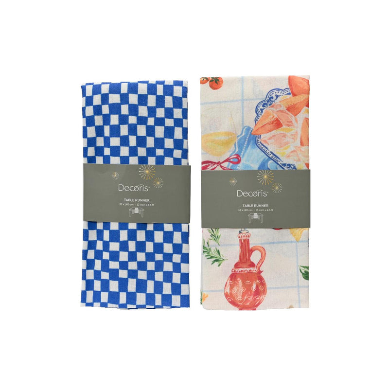 Afbeelding laden in galerijviewer, Decoris tafelloper polyester katoen 32x140cm 2 assorti