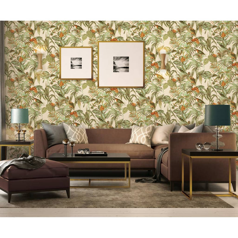 Afbeelding laden in galerijviewer, Dutch wallcoverings behang bird-of-paradise groen