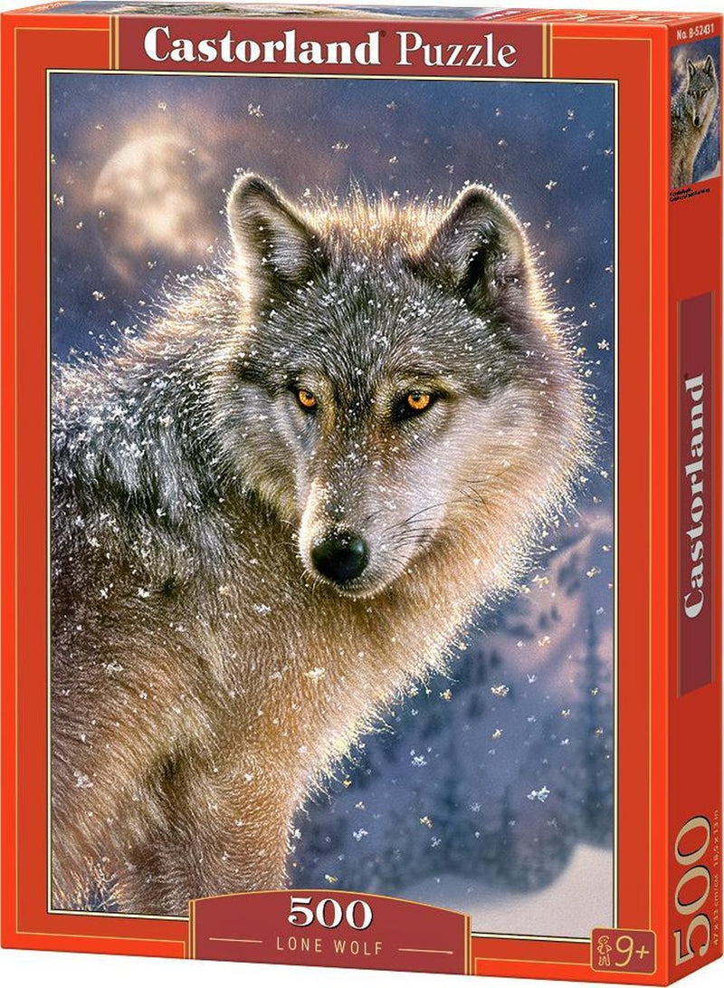 Afbeelding laden in galerijviewer, Castorland lone wolf – puzzel – 500 stukjes – satijnen afwerking – perfecte pasvorm – europese kwaliteit