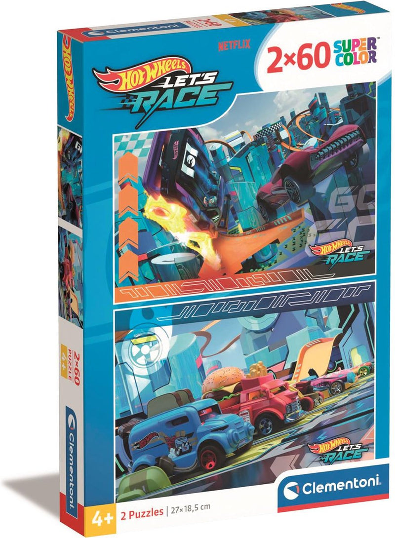 Afbeelding laden in galerijviewer, Clementoni legpuzzel super color hot wheels, 2x60st.