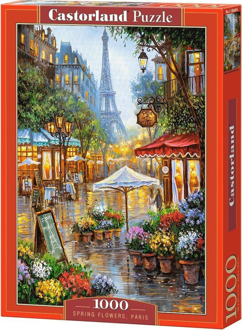 Afbeelding laden in galerijviewer, Castorland spring flowers paris – puzzel – 1.000 stukjes – satijnen afwerking – perfecte pasvorm – europese kwaliteit