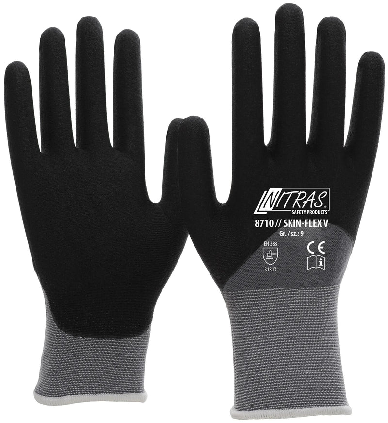 Afbeelding laden in galerijviewer, Nitras safety flexibele werkhandschoen skin flex v glove size 9 skin flex v