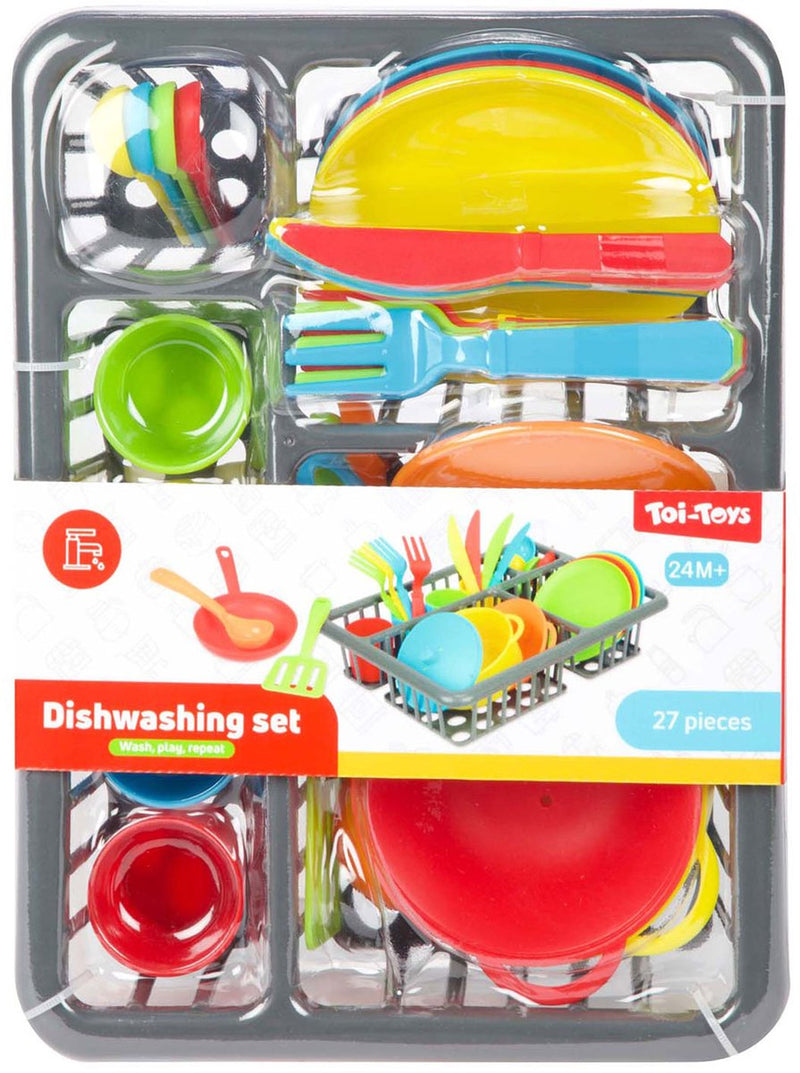 Afbeelding laden in galerijviewer, Toi-toys home food afwasrek met bestek en pannen, 27dlg.