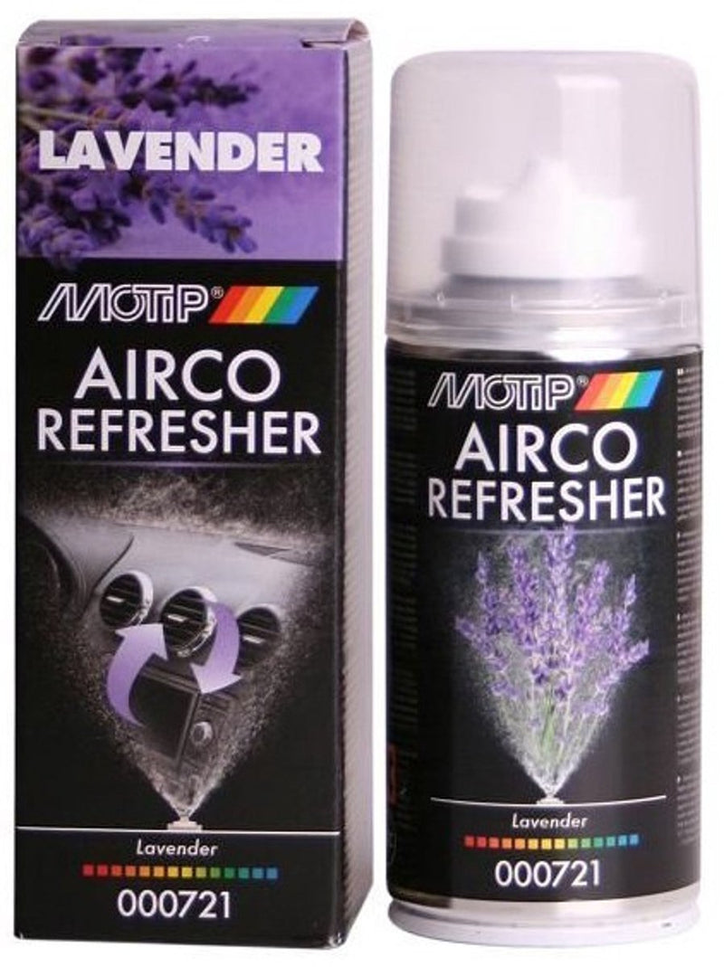 Afbeelding laden in galerijviewer, Motip car care black airco refresher in 150ml spuitbus - lavender