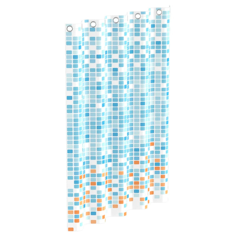 Afbeelding laden in galerijviewer, Eisl douchegordijn met mozaïek 200x180x0,2 cm blauw en oranje