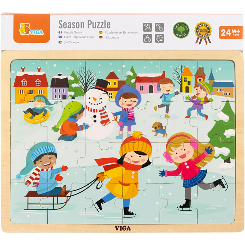 Afbeelding laden in galerijviewer, Https: www.cchobby.nl viga-seizoenen-viga-houten-puzzel-de-seizoenen-winter-afm-30x22-5-cm-24-delen-1-stuk