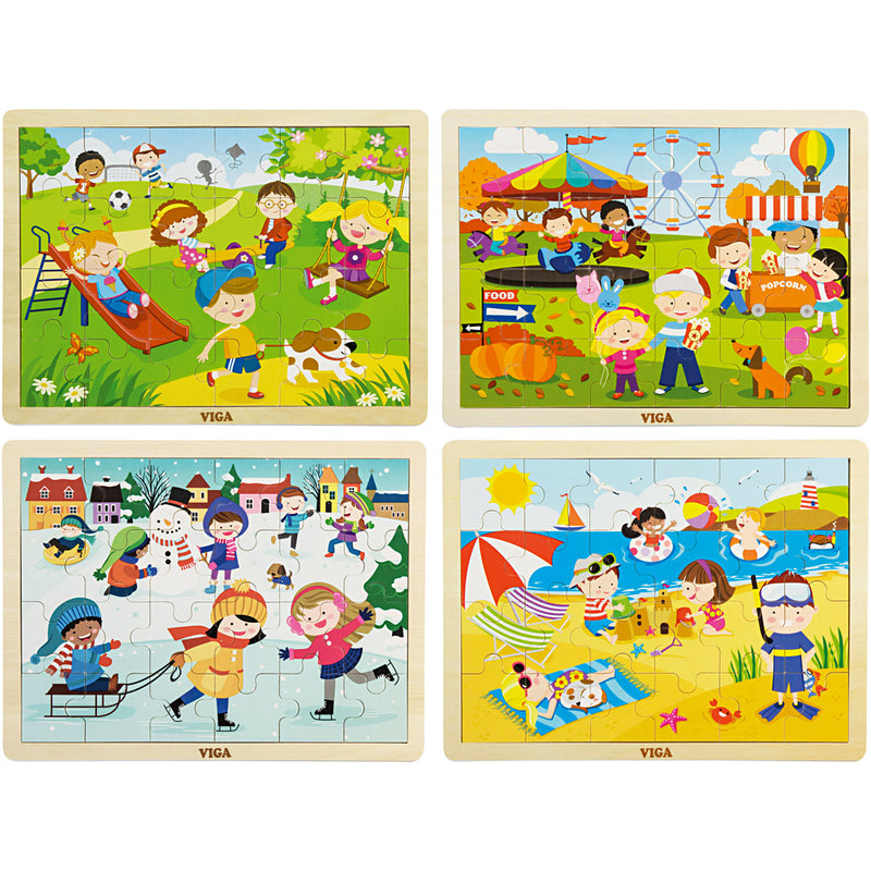 Afbeelding laden in galerijviewer, Https: www.cchobby.nl viga-houten-legpuzzels-seizoenen-afm-22-5x30-cm-4x24-delen-4-stuk-1-doos