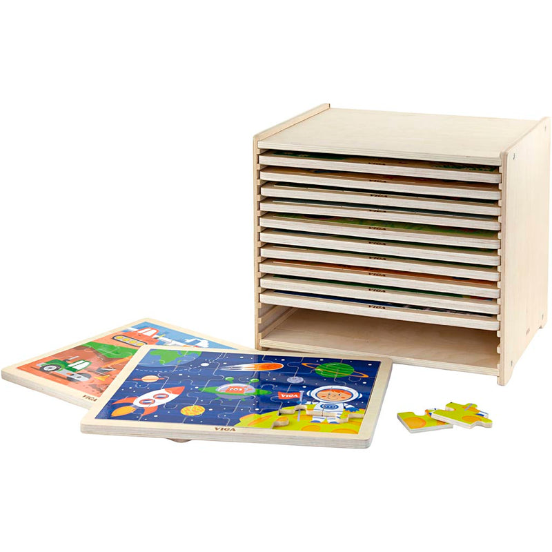 Afbeelding laden in galerijviewer, Https: www.cchobby.nl viga-puzzelrek-met-12-puzzels-h-275-l-315-mm-b-235-mm-afm-31x27x23-cm-12x24-delen-12-onderdelen-1-set