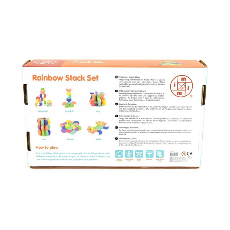 Afbeelding laden in galerijviewer, Houten stapelset regenboog 32-delig 27x15cm