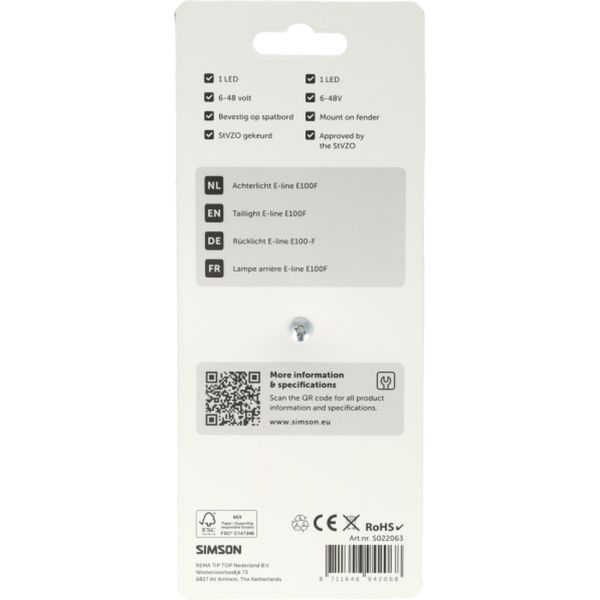 Afbeelding laden in galerijviewer, Simson aurora achterlicht e-line e100f