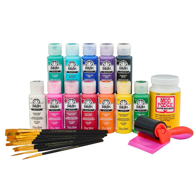 Afbeelding laden in galerijviewer, Folkart • let's paint journaling kit with mod podge 24pcs