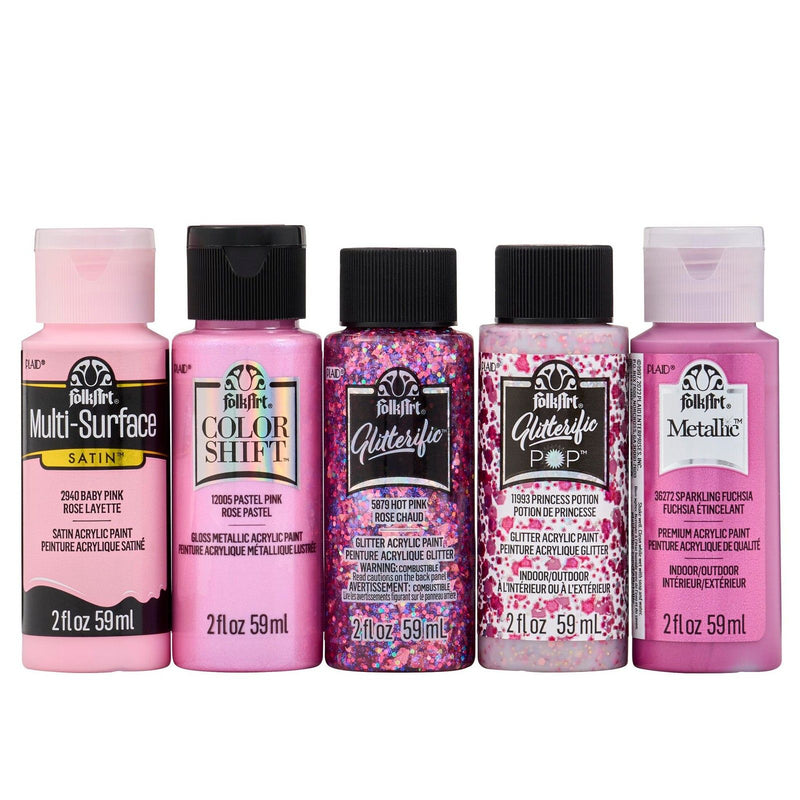 Afbeelding laden in galerijviewer, Folkart • acrylic paint color kit best pink metallic 5pcs