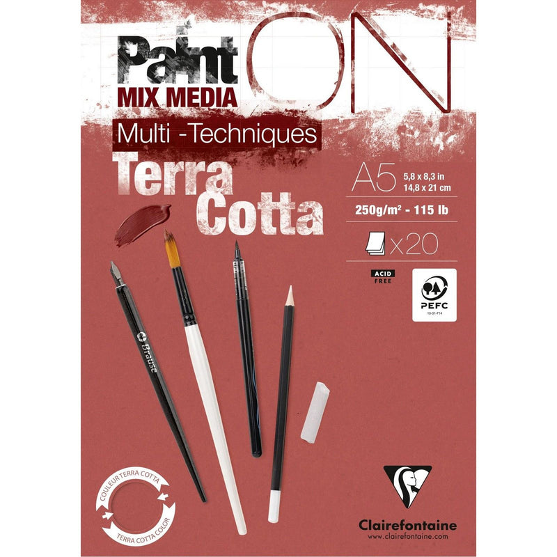 Afbeelding laden in galerijviewer, Clairefontaine • painton mixed media papier 250g a5 terracotta 20x