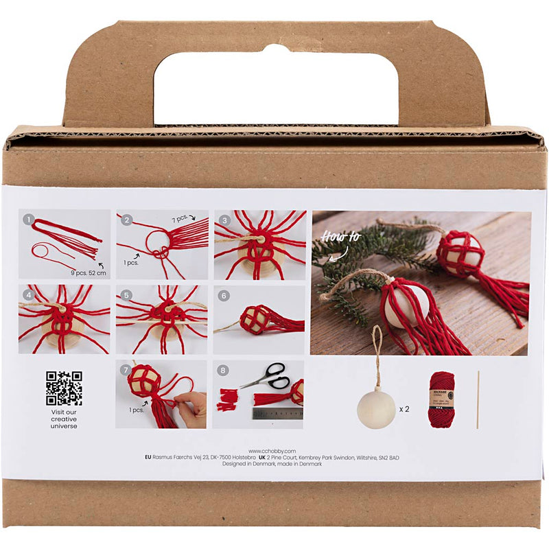 Afbeelding laden in galerijviewer, Https: www.cchobby.nl hobbyset-kerstballen-macrame-kerstrood-1-doos