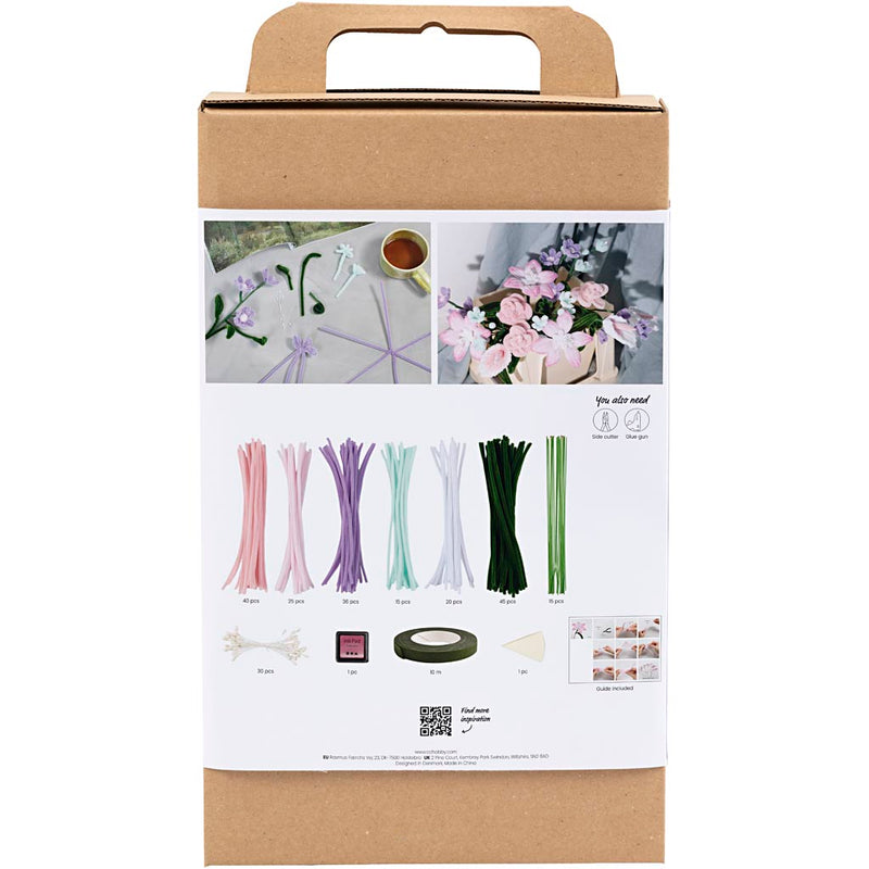 Afbeelding laden in galerijviewer, Creativ company https: www.cchobby.nl hobbyset-bloemen-van-chenilledraad-bloemen-pastelkleuren-1-doos