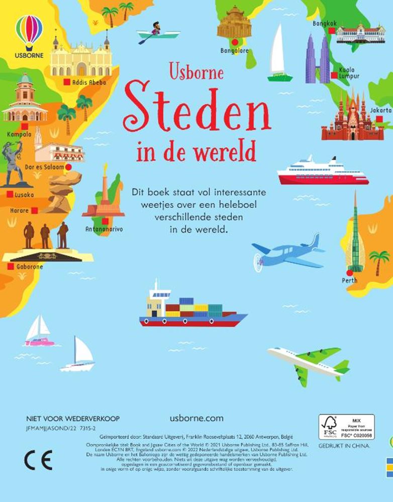 Afbeelding laden in galerijviewer, Boek met puzzel, steden in de wereld. 5+
