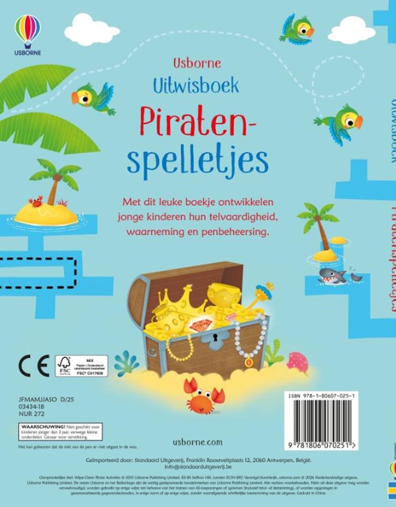 Afbeelding laden in galerijviewer, Uitwisboek piratenspelletjes 3+